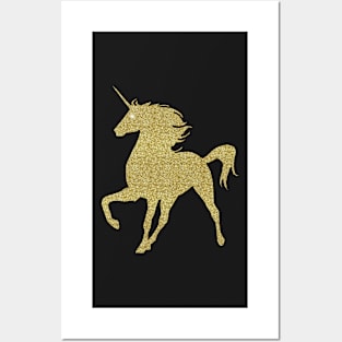 Gold Faux Glitter Magical Unicorn Posters and Art